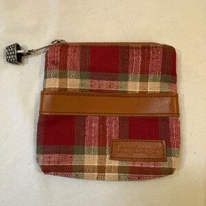 Longaberger Orchard Park Plaid Coin Purse w/Silver Basket Charm Holiday Retired
